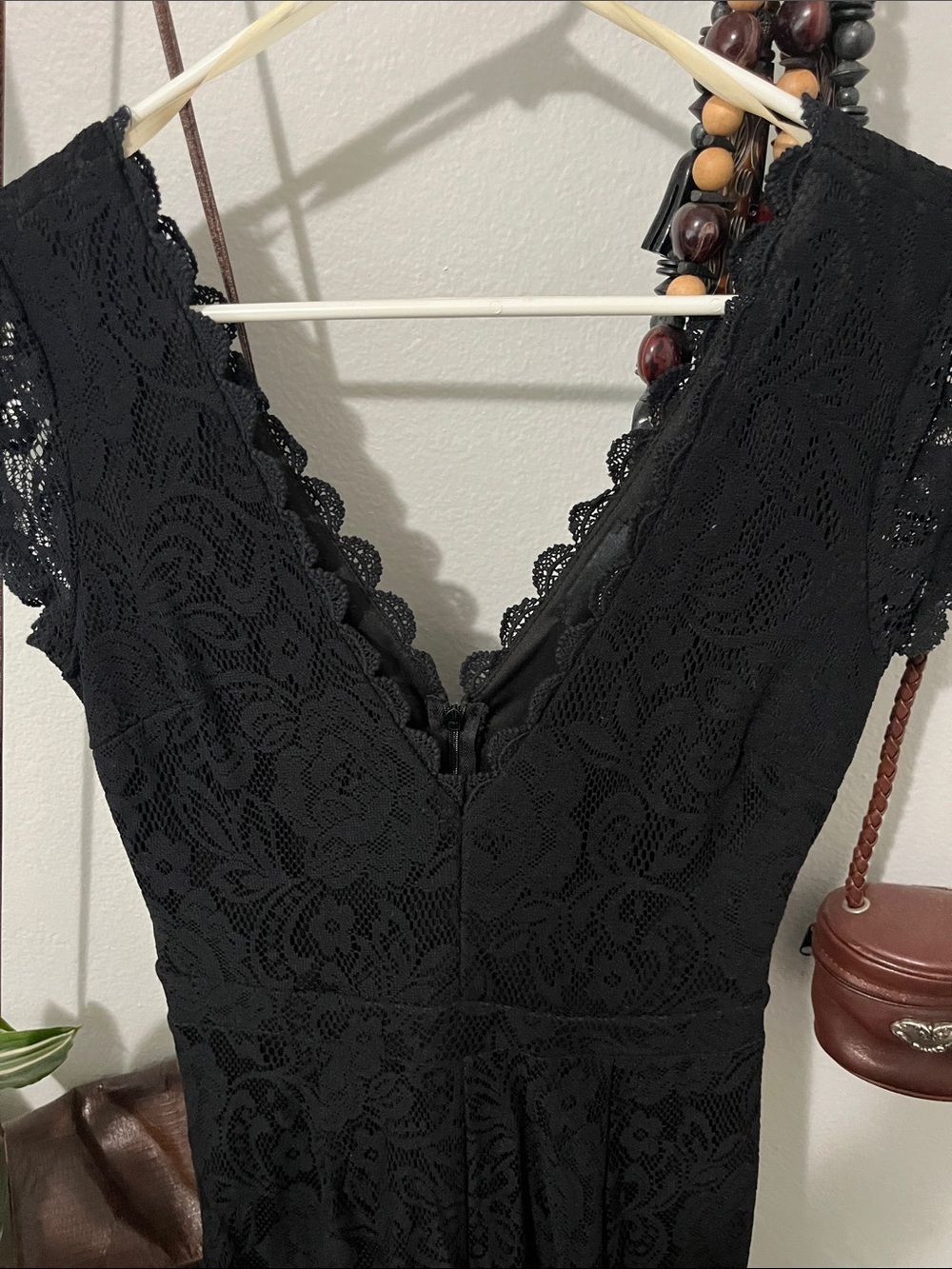 Women's Black Lace V-Neck pant romper - Picture 2 of 4